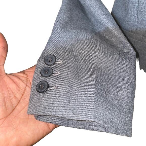 Fossil vintage blazer with ruffle peplum flared back preppy casual grey medium - Picture 3 of 7